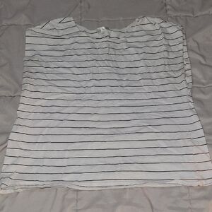 Nine Britton Black and White Striped Short Sleeve Top
